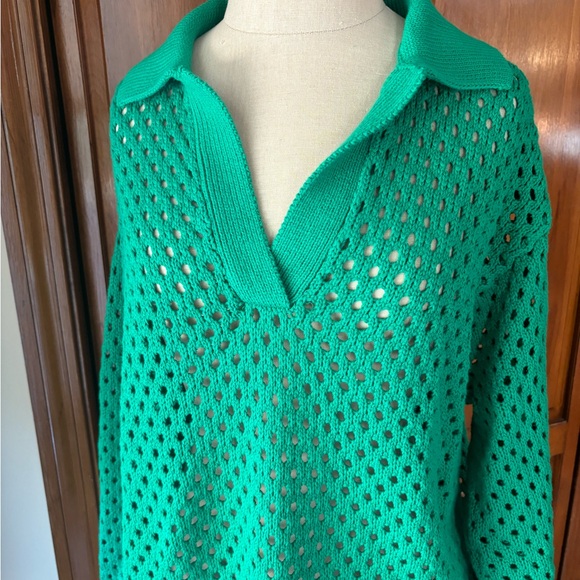 Aerie Open Knit Polo Sweater - Picture 5 of 5